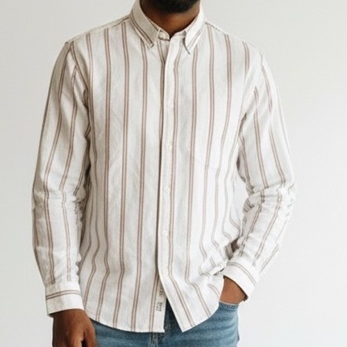 Banana Republic Mens Xl Slim Linen-Blend Neutral Shirt Coastal Quiet Luxury Prep